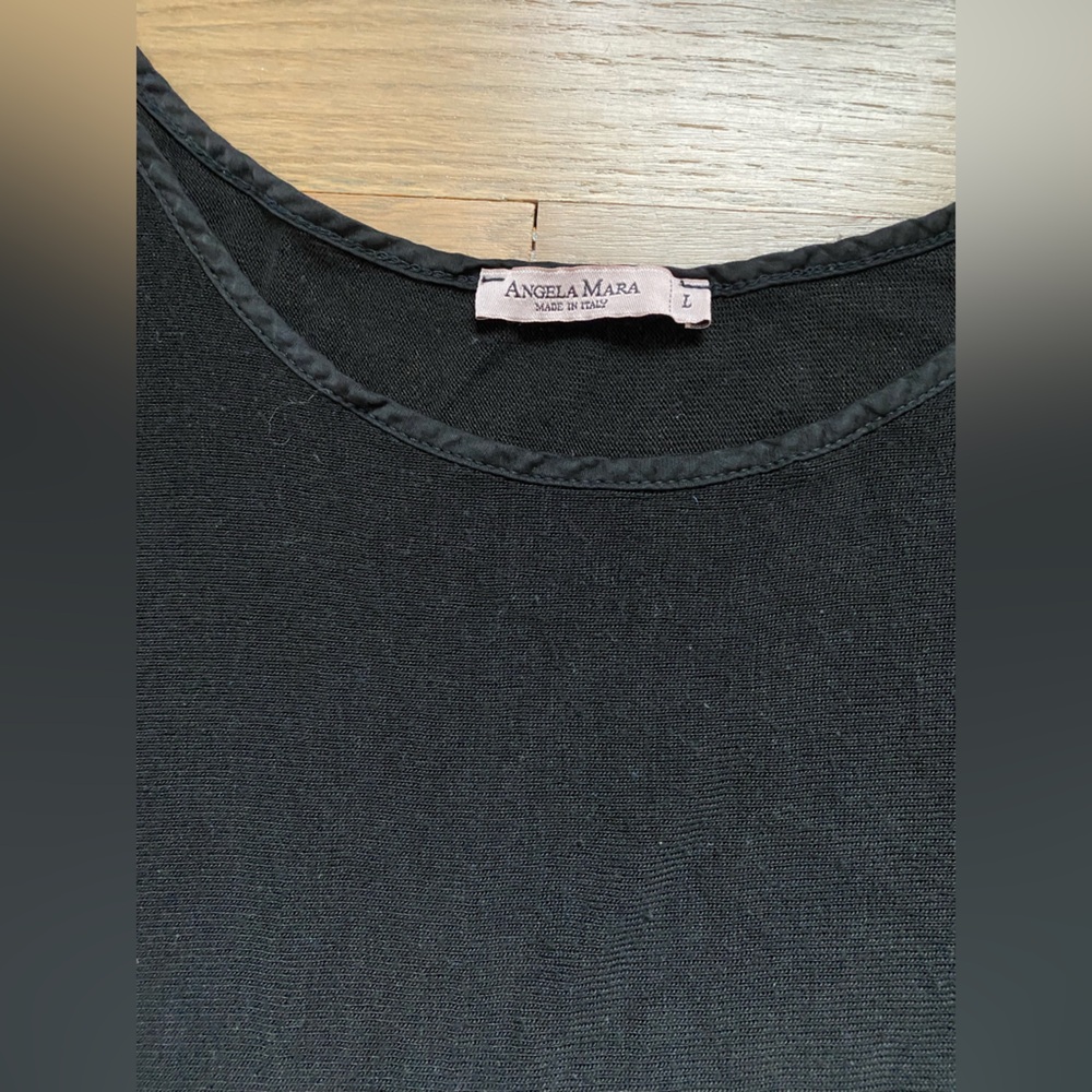 Angela Mara oversized black top tunic 3/4 sleeves Stretch Minimal Witchy Goth - Picture 4 of 8